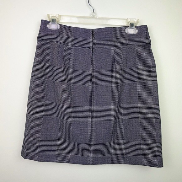 LOFT Ann Taylor Plaid Houndstooth Wrap Mini Pencil Skirt Grey Black Women's Sz 2 - Picture 4 of 6